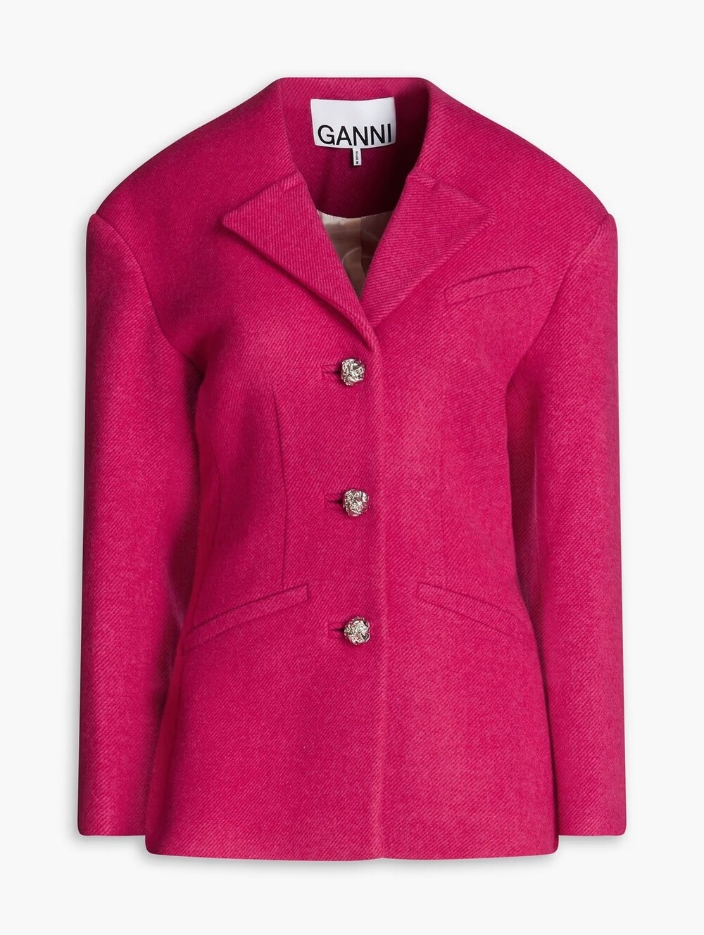 Ganni Hot Pink Wool-Blend Blazer
